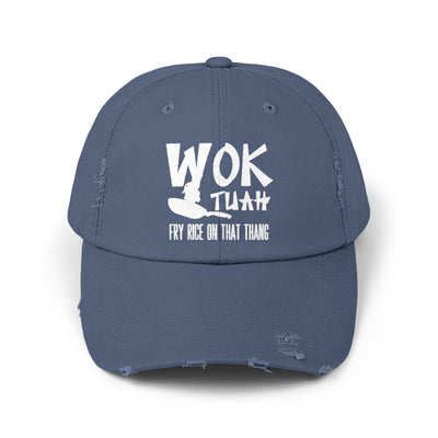 Wok Tuah Parody Distressed Baseball Cap | Viral Meme Pun 'Hawk Tuah' Design