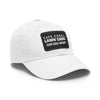 Cape Coral Lawn Care Logo Text White Dad Hat with Leather Patch (Rectangle)