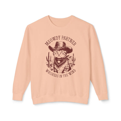 "Meowdy Partner - Whiskers in the Wind" Cowboy Western Theme Cat Lover Rodeo Design Sweatshirt