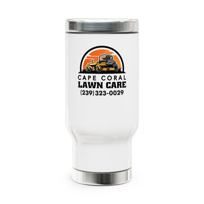 Custom Brand Stainless Steel Travel Mug with Handle, 14oz | Cape Coral Lawn Care