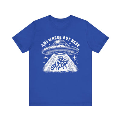 Anywhere But Here Racoon UFO T-Shirt | Trash Panda UAP