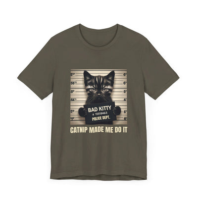 Criminal Cat Mugshot T-Shirt | Catnip Made Me Do it | Naughty Kitty Graphic Tee