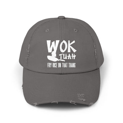 Wok Tuah Parody Distressed Baseball Cap | Viral Meme Pun 'Hawk Tuah' Design