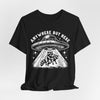 Anywhere But Here Racoon UFO T-Shirt | Trash Panda UAP