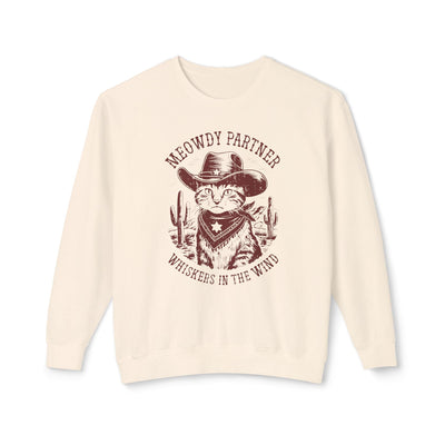 "Meowdy Partner - Whiskers in the Wind" Cowboy Western Theme Cat Lover Rodeo Design Sweatshirt