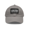 Cape Coral Lawn Care Logo Text White Dad Hat with Leather Patch (Rectangle)