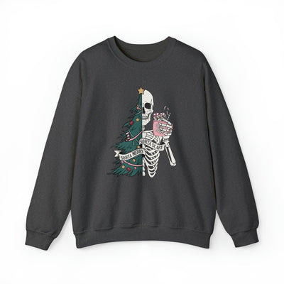 Half Merry, Half Scary Pullover Sweatshirt - Christmas and Halloween Fusion