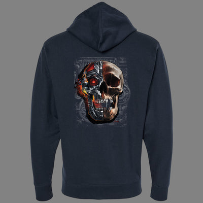 Zip-Up Glowing Cyborg Skull Hoodie