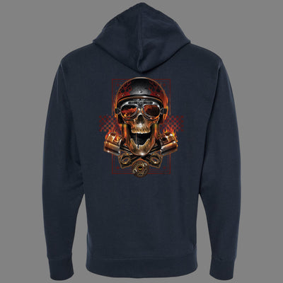 Zip-Up Biker Skull Hoodie