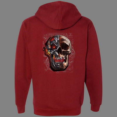 Zip-Up Glowing Cyborg Skull Hoodie