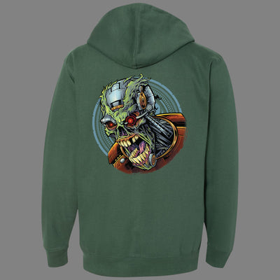 Zip-Up Cyborg Skull Hoodie