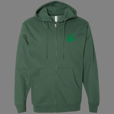 Zip-Up Pot Leaf Hoodie