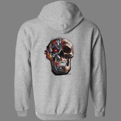 Zip-Up Glowing Cyborg Skull Hoodie