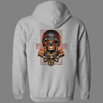 Zip-Up Biker Skull Hoodie