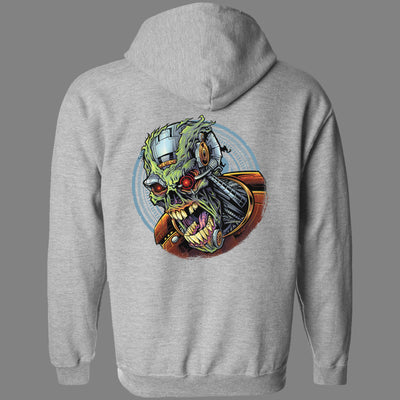 Zip-Up Cyborg Skull Hoodie