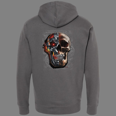 Zip-Up Glowing Cyborg Skull Hoodie