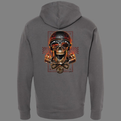 Zip-Up Biker Skull Hoodie