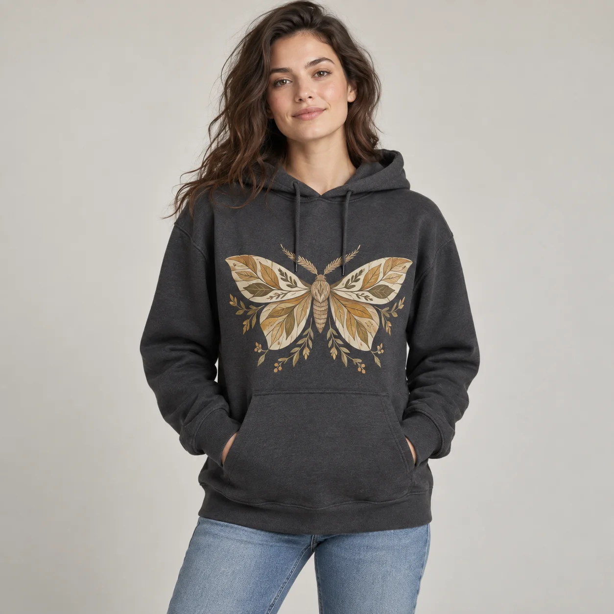Botanical Moth Pullover Hoodie