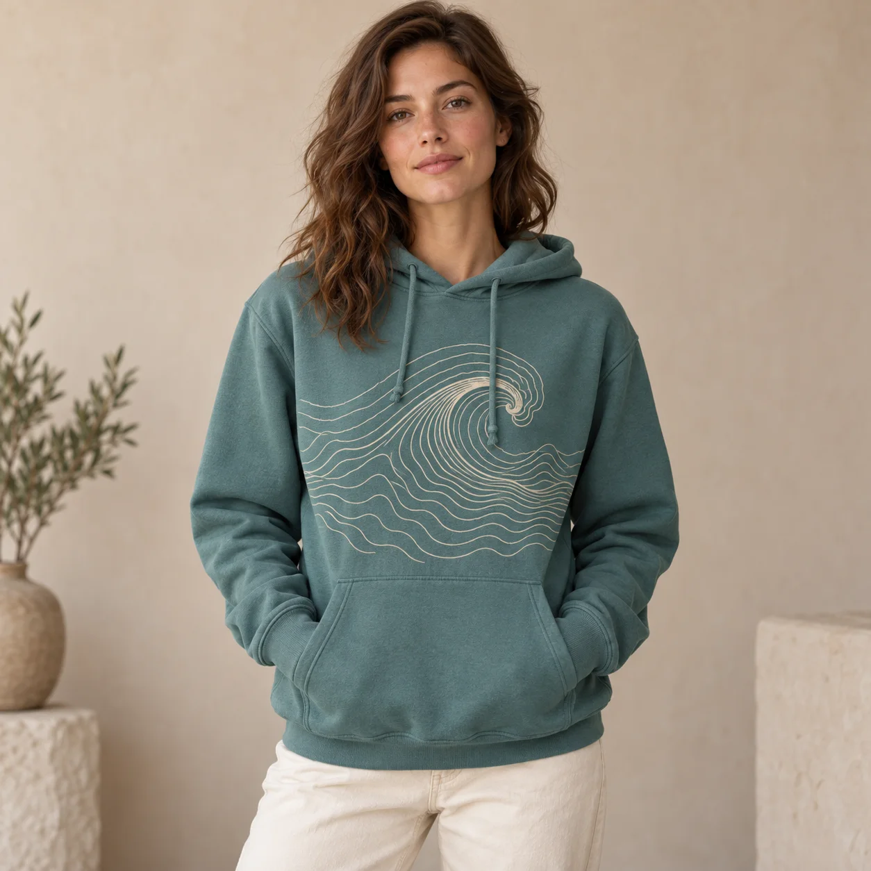 Topographic Wave Pullover Hoodie